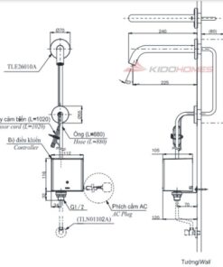 Bản vẽ kỹ thuật của vòi cảm ứng tự động TOTO TLE26010A