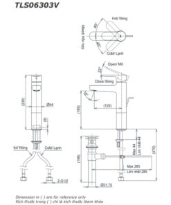Bản vẽ kỹ thuật của vòi chậu TOTO TLS06303V