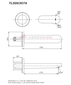 Bản vẽ kỹ thuật của vòi nóng lạnh âm tường TOTO TLS06307A/TLS01309B1