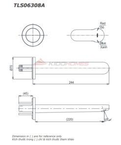 Bản vẽ kỹ thuật của vòi nóng lạnh âm tường TOTO TLS06308A/TLS01309B1