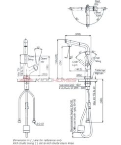 Bản vẽ kỹ thuật vòi chậu dây rút TOTO TLS083J0V