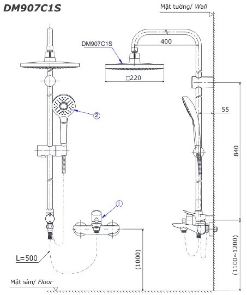 Bản vẽ sen cây nhiệt độ TOTO TBV03429V/DGH108ZR/DM907C1S