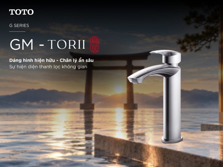 Vòi lavabo TOTO GM Series dáng vòm cổng Torii trong phòng tắm Master