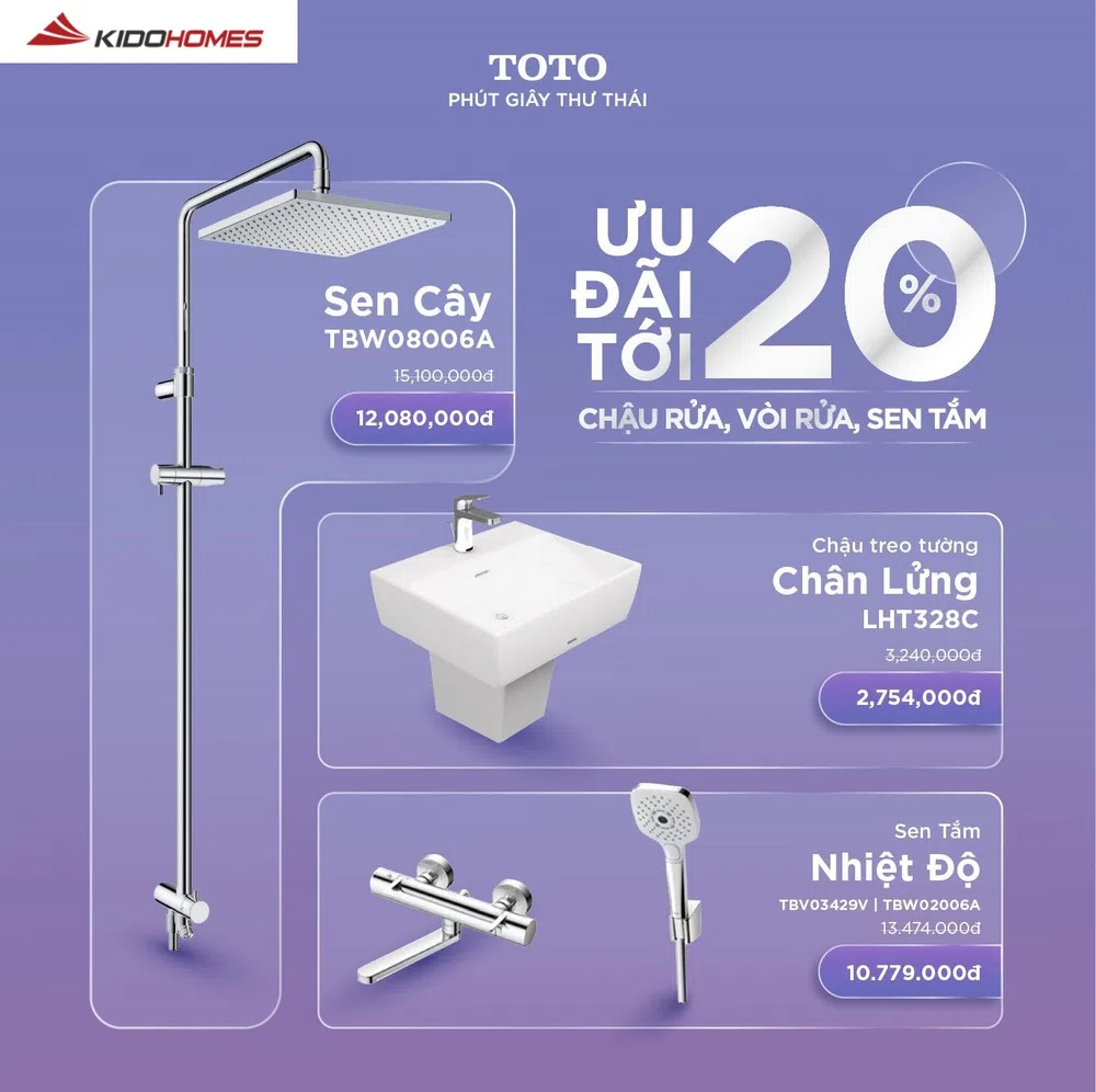 TOTO khuyến mãi 2023 đến 20% với các sản phẩm vòi chậu, sen tắm và phụ kiện vệ sinh