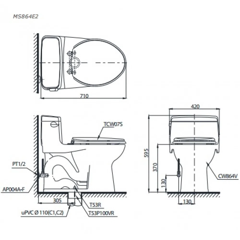 Bồn cầu 1 khối TOTO MS864T2