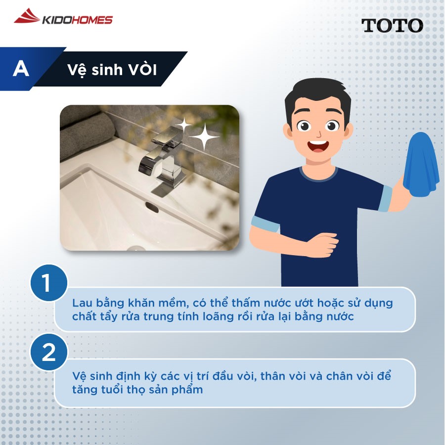 Cách vệ sinh vòi lavabo TOTO đúng cách