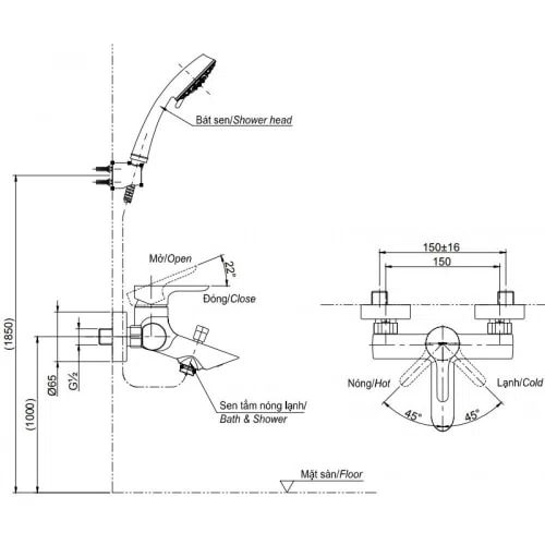 Sen tắm nóng lạnh Toto TBS02302V/DGH104ZR