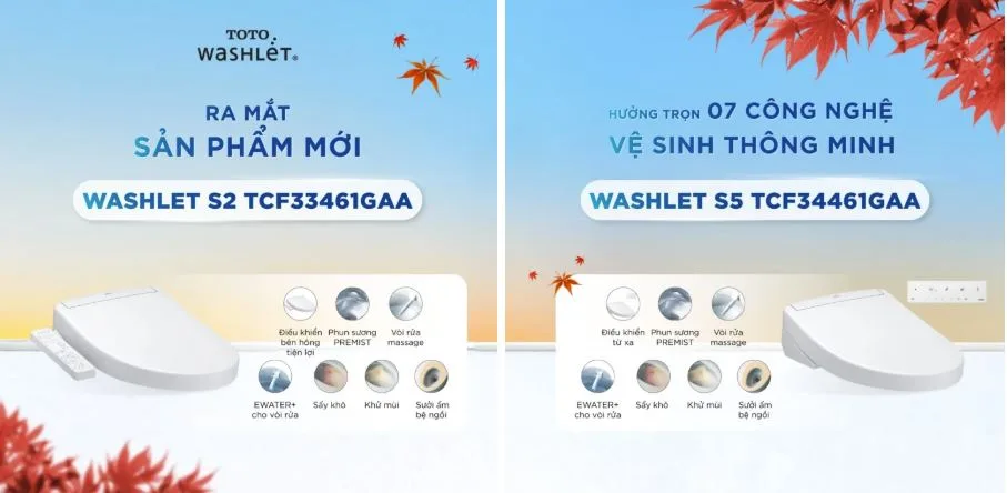 nắp rửa điện tử WASHLET S2 và S5 với công nghệ đun nước trực tiếp
